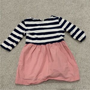J.Crew Crewcuts Little Girls Cotton Striped Long Sleeve Top Pink Bottom Dress